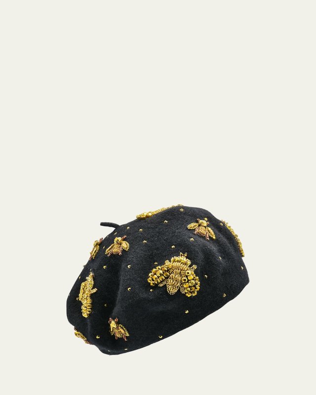 Honeybee Beaded Wool Beret